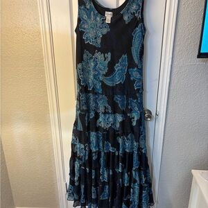 Chico's Black and Blue Patterned Maxi Dress